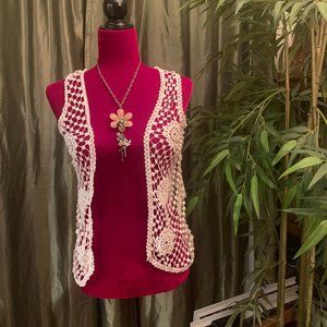 Beautiful Crocheted Open Lacy Vest, Lrg